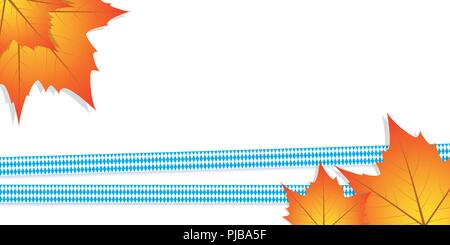 Rubans dans les couleurs bavaroises avec feuilles d'automne sur fond blanc vector illustration EPS10 Illustration de Vecteur