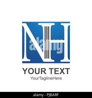 Lettre initiale logo couleur modèle NH blue square design pour les entreprises et l'identité de l'entreprise Illustration de Vecteur
