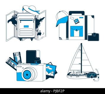 Ensemble d'icônes de voyage Illustration de Vecteur