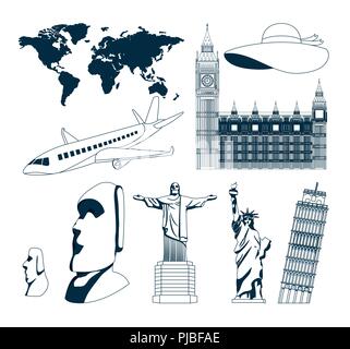 Ensemble d'icônes de voyage Illustration de Vecteur