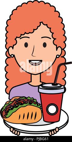 Femme avec taco mexicain et soda vector illustration design Illustration de Vecteur