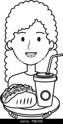 Femme avec taco mexicain et soda vector illustration design Illustration de Vecteur