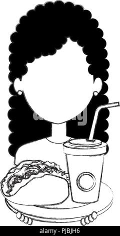 Femme avec taco mexicain et soda vector illustration design Illustration de Vecteur