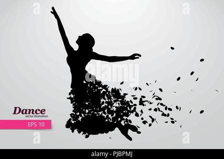 Silhouette d'une danseuse. Arrière-plan et le texte sur un calque séparé, la couleur peut être changée en un clic. Illustration de Vecteur