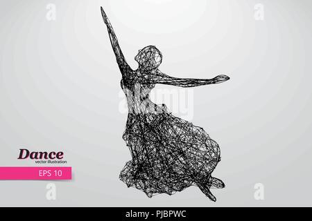 Silhouette d'une danseuse. Arrière-plan et le texte sur un calque séparé, la couleur peut être changée en un clic. Illustration de Vecteur