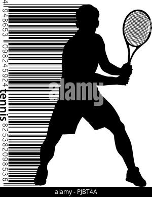 Silhouette d'un joueur de tennis. Le texte et le fond sur un calque séparé, la couleur peut être changée en un clic. Illustration de Vecteur