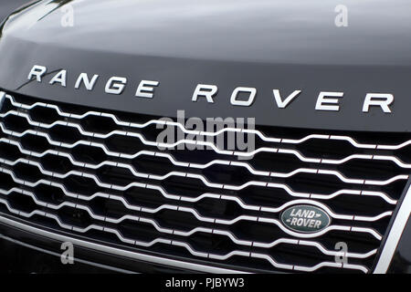 Range Rover noir grill closeup Banque D'Images