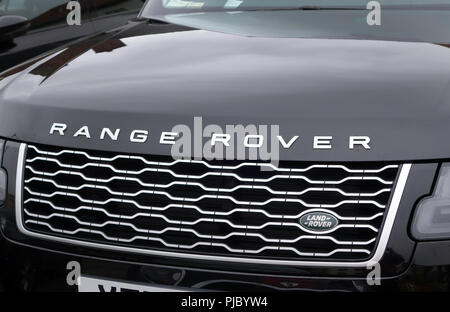 Range Rover noir grill closeup Banque D'Images