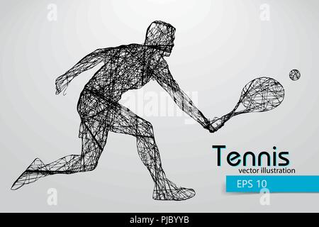 Silhouette d'un joueur de tennis. Le texte et le fond sur un calque séparé, la couleur peut être changée en un clic. Illustration de Vecteur