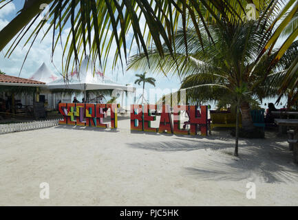 Une plage d'Ambergris Caye Belize Banque D'Images