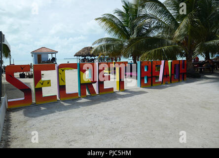 Une plage d'Ambergris Caye Belize Banque D'Images