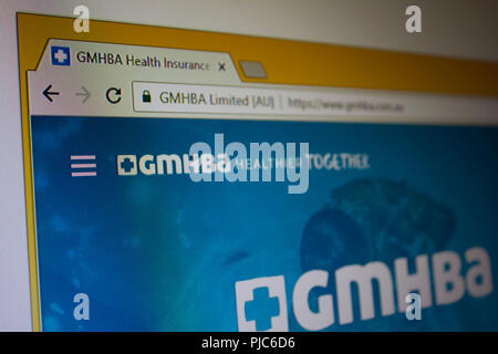 GMHBA Site Web Page d'accueil limitée Banque D'Images
