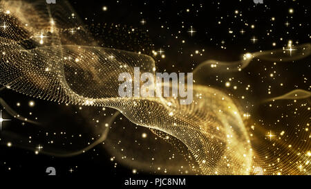 Résumé fond couleur or design texture avec des vagues et des étoiles Banque D'Images
