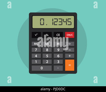 Une calculatrice isolé avec télévision style et fond vert illustration graphique de vecteur Banque D'Images