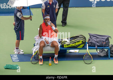 Rafael Nadal (ESP) de la compétition à l'US Open de Tennis 2018. Banque D'Images