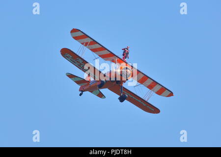 Le Flying Circus Wingwalkers Bournemouth à l'air Festival 2018, Bournemouth, Royaume-Uni Banque D'Images