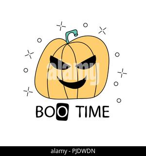 Halloween Boo temps illustration avec caractère citrouilles avec les yeux Illustration de Vecteur