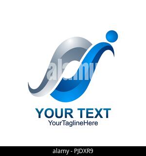 Première lettre j de couleur gris bleu modèle logo logo Swoosh sur la vague pour l'entreprise et l'identité de l'entreprise Illustration de Vecteur