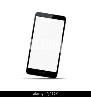 Téléphone mobile smartphone noir isolé avec écran blanc vector illustration EPS10 Illustration de Vecteur