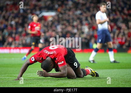 Romelu Lukaku Manchester United réagit pendant le match Banque D'Images