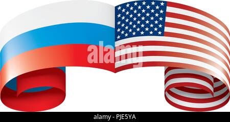 La Russie et USA drapeaux nationaux. Vector illustration. Illustration de Vecteur