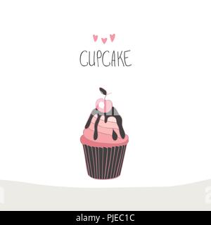 Belle belle caricature yummy cupcake Illustration de Vecteur