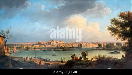 Vue sur la ville d'Avignon par Claude Joseph Vernet (1714-1789), huile sur toile, 1757 Banque D'Images