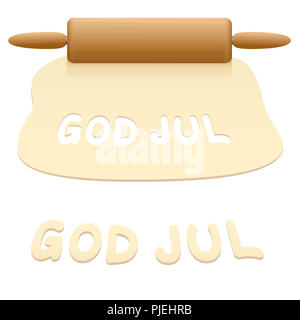 Joyeux Noël cookies coupé à partir de pâte feuilletée affirmant que Dieu JUL en langue suédoise. Banque D'Images