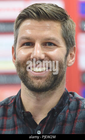 Stuttgart, Allemagne. 05 Sep, 2018. Thomas Hitzlsperger, ancien joueur de football allemand et membre du Comité exécutif, le VfB prend part à une conférence de presse. Crédit : Sébastien Gollnow/dpa/Alamy Live News Banque D'Images