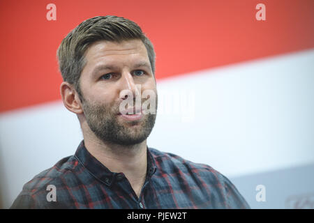 Stuttgart, Allemagne. 05 Sep, 2018. Thomas Hitzlsperger, ancien joueur de football allemand et membre du Comité exécutif, le VfB prend part à une conférence de presse. Crédit : Sébastien Gollnow/dpa/Alamy Live News Banque D'Images