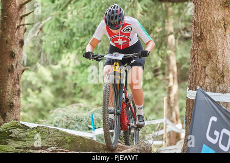 Lenzerheide (Suisse). 5 septembre 2018. Fiona Eichenberger pendant l'UCI 2018 Championnats du Monde de vélo de montagne cross-country Juniors Femmes XCO Olympique dans la région de Lenzerheide. Crédit : Rolf Simeon/Alamy Live News Banque D'Images