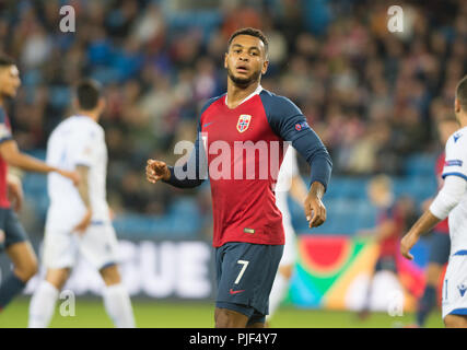 Norvège, Oslo - septembre 6, 2018. Joshua King (7) de la Norvège vu pendant le match de football de l'UEFA Ligue des Nations Unies entre la Norvège et de Chypre à l'Ullevaal Stadion. (Photo crédit : Gonzales Photo - Jan-Erik Eriksen). Gonzales : Crédit Photo/Alamy Live News Banque D'Images