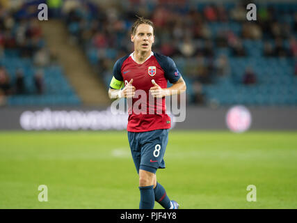 Norvège, Oslo - septembre 6, 2018. Stefan Johansen (8) de la Norvège vu pendant le match de football de l'UEFA Ligue des Nations Unies entre la Norvège et de Chypre à l'Ullevaal Stadion. (Photo crédit : Gonzales Photo - Jan-Erik Eriksen). Gonzales : Crédit Photo/Alamy Live News Banque D'Images
