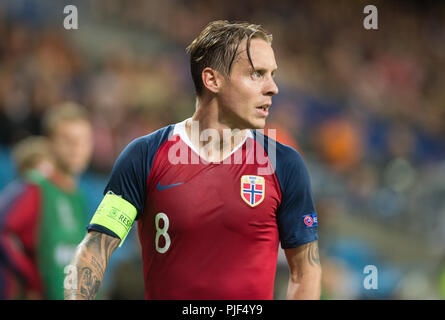 Norvège, Oslo - septembre 6, 2018. Stefan Johansen (8) de la Norvège vu pendant le match de football de l'UEFA Ligue des Nations Unies entre la Norvège et de Chypre à l'Ullevaal Stadion. (Photo crédit : Gonzales Photo - Jan-Erik Eriksen). Gonzales : Crédit Photo/Alamy Live News Banque D'Images