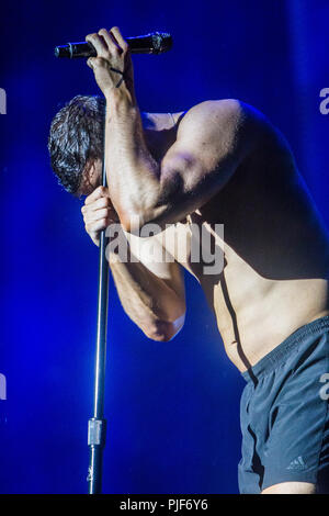 Milan Italie. 06 septembre 2018. L'American pop rock IMAGINE DRAGONS bande effectue sur scène dans la zone Expo-Experience dans la première date de 2018 "Milano Rocks' Credit : Rodolfo Sassano/Alamy Live News Banque D'Images