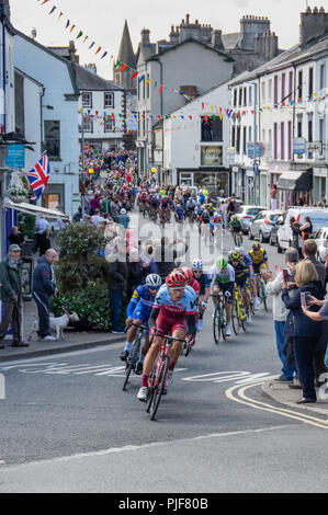 Ulverston, UK. 7 septembre 2018. Le Tour de Bretagne en passant par Ulverston, Cumbria. Crédit : Stephen Miller/Alamy Live News Banque D'Images