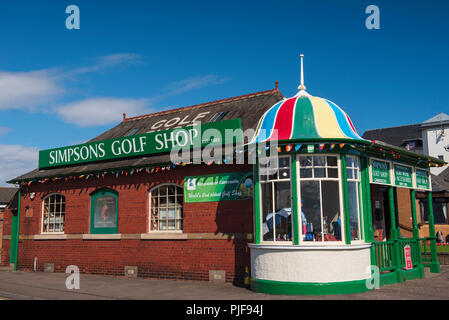 Simpsons Boutique de golf, le deuxième plus ancien golf shop, Carnoustie, Angus, Scotland. Banque D'Images