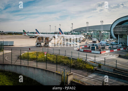 L'aéroport de Roissy Charles de Gaules, Paris, France - Maquette sur le macadam Banque D'Images