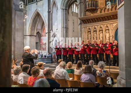 Rochester, Angleterre - Juillet 2018 : Mens Choir d'effectuer dans une cathédrale, Kent, UK Banque D'Images