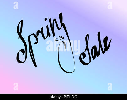 Lettrage dessiné à la main. Vente de printemps isolés. Vector illustration. Design lettrage arrière-plan. Banque D'Images