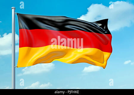 L'image d'un drapeau allemand dans le ciel bleu Banque D'Images