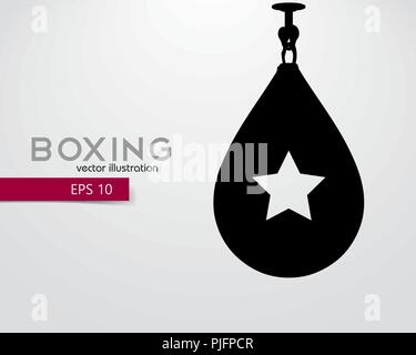 Silhouette sac de frappe. Arrière-plan et le texte sur un calque séparé, la couleur peut être changée en un clic. Boxer. La boxe. Silhouette sac de frappe Illustration de Vecteur