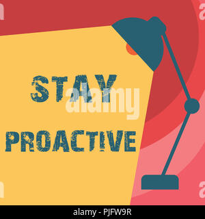 Texte de l'écriture l'écriture d'agir de manière proactive. La prise de sens du concept propre décision d'aller de l'avant des événements anticipés. Banque D'Images