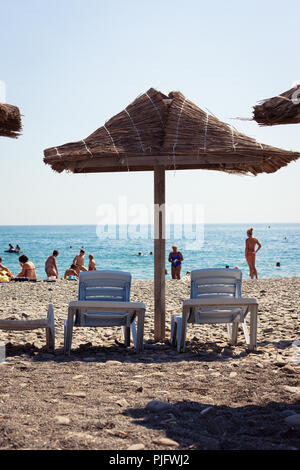 Les touristes en vacances, Durso beach, Russie Banque D'Images