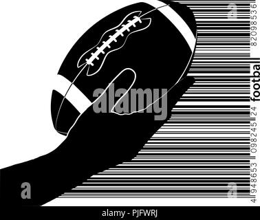 La main tient le ballon de rugby, silhouette. Rugby. Le football américain Illustration de Vecteur