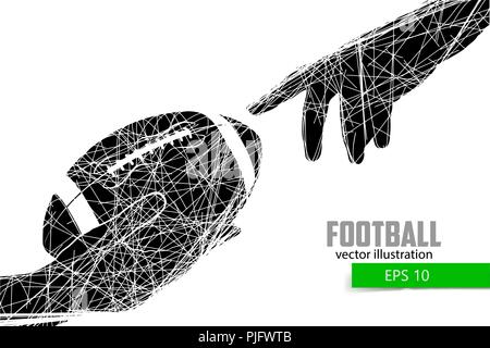 La main tient le ballon de rugby, silhouette. Rugby. Le football américain Illustration de Vecteur