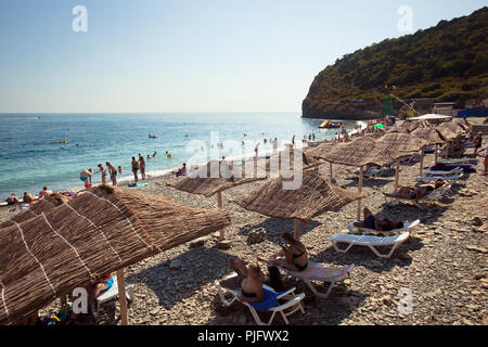 Les touristes en vacances, Durso beach, Russie Banque D'Images