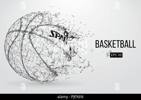 Silhouette d'un ballon de basket-ball. Points, lignes, triangles, texte, les effets de couleur et de l'arrière-plan sur une des couches distinctes, la couleur peut être changée en un clic. V Illustration de Vecteur