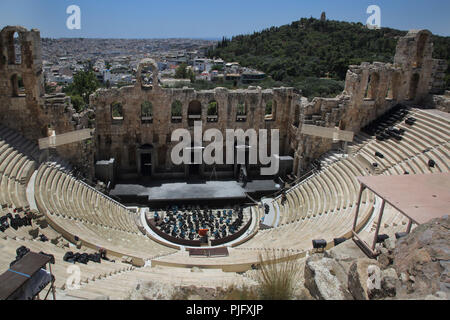 Acropole Athènes Grèce le théâtre d'Hérode Atticus Banque D'Images