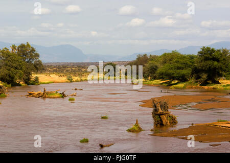 La sérénité d'Ewaso Nyiro, Samburu National Reserve, Kenya Banque D'Images